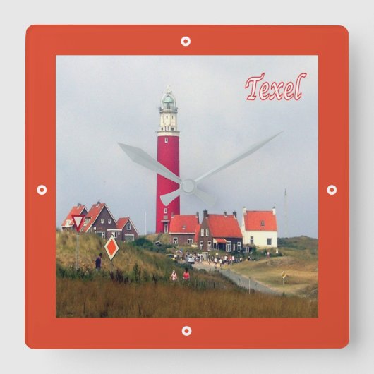 zNL023 TEXEL LIGHTHOUSE Frisian Islands, Vierkante Klok (Voorkant)