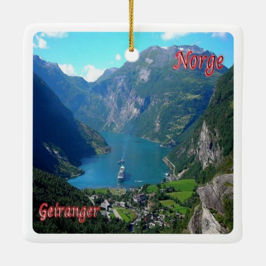zNO005 GEIRANGER, Noorwegen, Europa, Keramisch Ornament (Achterkant)