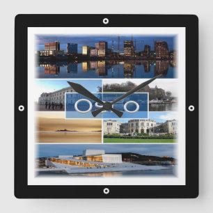 zNO006 OSLO, Noorwegen, Europa, Vierkante Klok