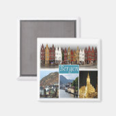zNO009 BERGEN, Noorwegen, Europa, Fridge Magneet (Voorkant / Achterkant)