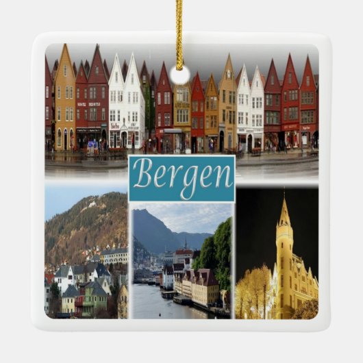 zNO009 BERGEN, Noorwegen, Europa, Keramisch Ornament (Achterkant)