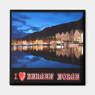 zNO021 BERGEN, Noorwegen "I Love", Fridge Magneet