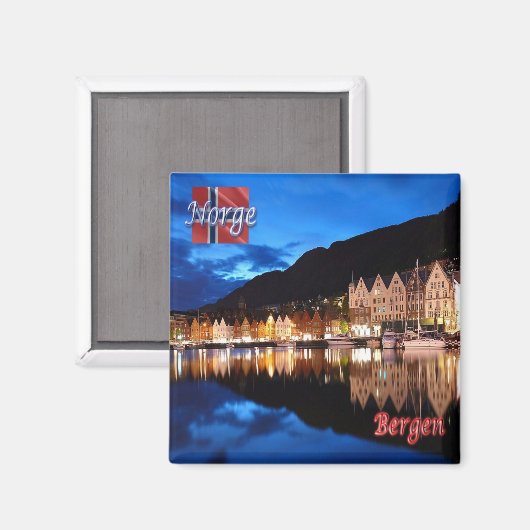 zNO022 BERGEN BRYGGEN, Noorwegen, Europa, Fridge Magneet (Voorkant / Achterkant)