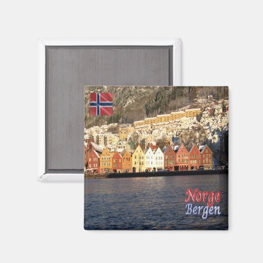 zNO074 BERGEN BRYGGEN, Noorwegen, Europa, Fridge Magneet (Voorkant / Achterkant)
