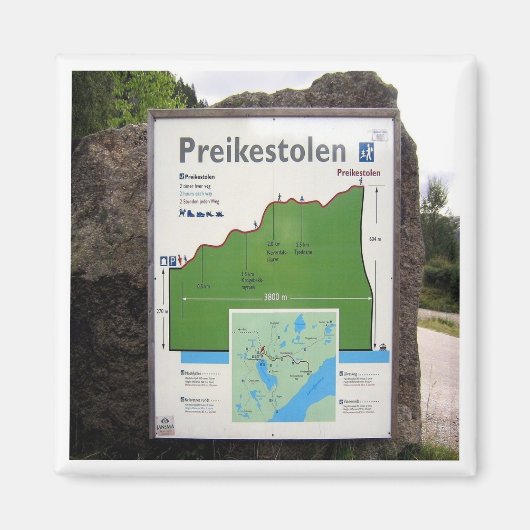 zNO098 PREIKESTOLEN TRAIL MAP Lysefjorden, Noorweg Magneet (Voorkant)