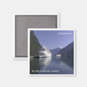 zNO101 AURLANDSFJORD, cruiseschip te Flåm, Noorweg Magneet (Voorkant / Achterkant)