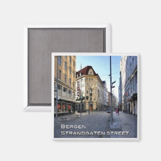 zNO103 BERGEN Strandgaten, Noorwegen, Fridge Magneet (Voorkant / Achterkant)