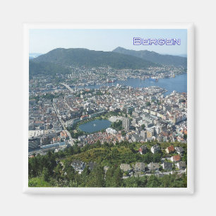 zNO127 BERGEN panorama, Noorwegen, Fridge Magneet