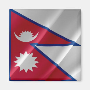 zNP002 zwaait Nepalese VLAG Nepal, Fridge Magneet