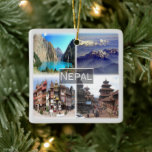 ZNP009 NEPAL collage, Azië, Keramisch Ornament<br><div class="desc">Hier vindt u het souvenir van uw vakantie. Deze categorie bevat keramische Ornamenten van vele locaties in Nepal. (ZNP009 NEPAL collage, Azië, keramisch Ornament). Verras vrienden en familieleden met de unieke souvenirs van uw geweldige reis. Probeer ons. #LeoPepeDesign - boudha stupa durbar plein, patan mongol bazar, kathmandu annapurna himalayas, phoksundo...</div>