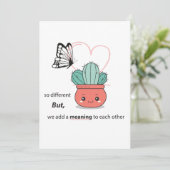 Zo anders, perfect samen - Schattige liefdespaar Bedankkaart (Staand voorkant)