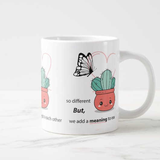 Zo anders, perfect samen - Schattige liefdespaar Grote Koffiekop (Rechts)