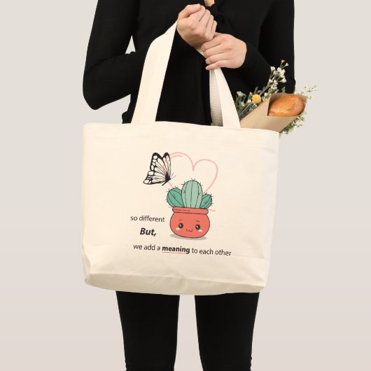 Zo anders, perfect samen - Schattige liefdespaar Grote Tote Bag (Voorkant (product))