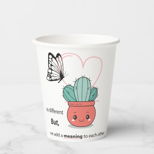 Zo anders, perfect samen - Schattige liefdespaar Papieren Bekers (Voorkant)