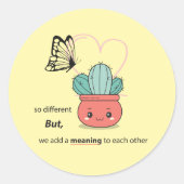 Zo anders, perfect samen - Schattige liefdespaar Ronde Sticker (Voorkant)