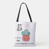 Zo anders, perfect samen - Schattige liefdespaar Tote Bag (Achterkant)