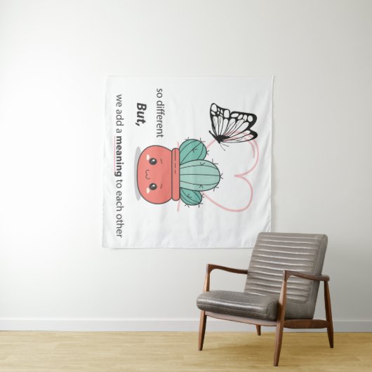 Zo anders, perfect samen - Schattige liefdespaar Wandkleed (In Situ (horizontaal))