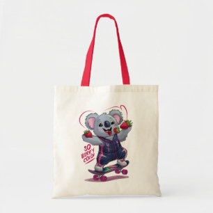 Zo Berry Koele Koala Skateboard, Grappige Aardbei Tote Bag