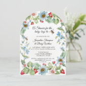 Zo Berry Sweet Baby Boy naar Bee Strawberry Shower Kaart (Staand voorkant)