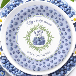 Zo Berry Sweet Blueberry Blue Baby shower Papieren Bordje
