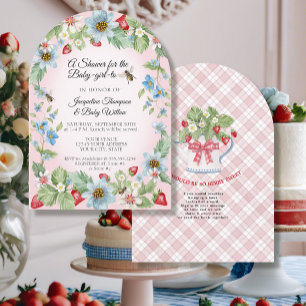 Zo Berry Sweet Pink Gingham Girl naar Bee Shower Kaart