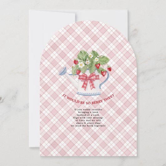 Zo Berry Sweet Pink Gingham Girl naar Bee Shower Kaart (Achterkant)