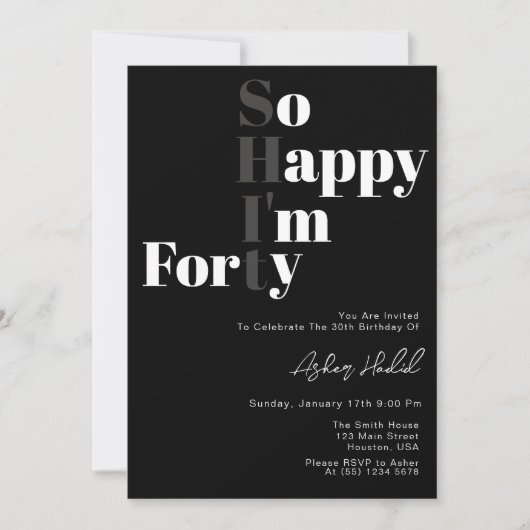 Zo blij dat ik 40 jaar ben kaart (Voorkant)