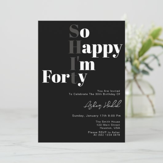 Zo blij dat ik 40 jaar ben kaart (Staand voorkant)