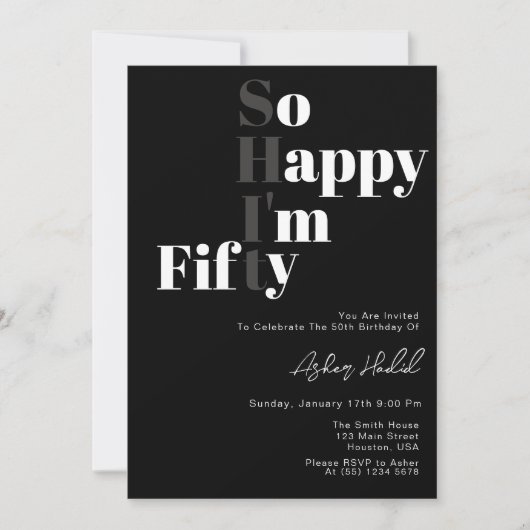 Zo blij dat ik 50 jaar jarig ben kaart (Voorkant)