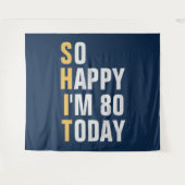 Zo blij dat ik 80 ben 80ste verjaardag achtergrond wandkleed (Voorkant (horizontaal))
