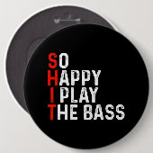 Zo blij dat ik de basgitarist musicia speel ronde button 6,0 cm (Voorkant /achterkant)