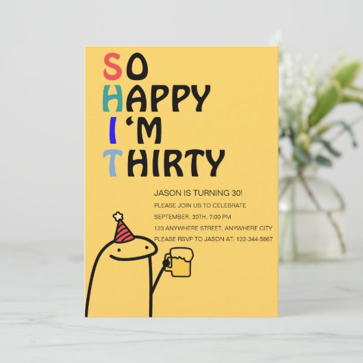 Zo blij dat ik dertig grappige verjaardagsfeestje  kaart (Staand voorkant)
