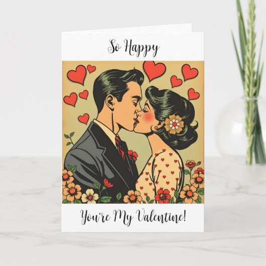 Zo blij dat je mijn Valentijn bent | Retro Pop Art Kaart (Voorkant)