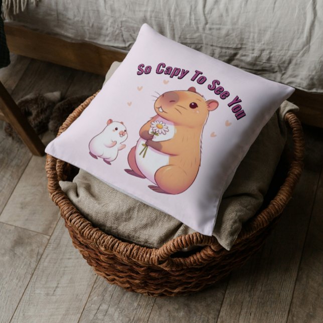 Zo Capy om je te zien – Cute Capybara Kunst  Kussen (Creator heeft geüpload)