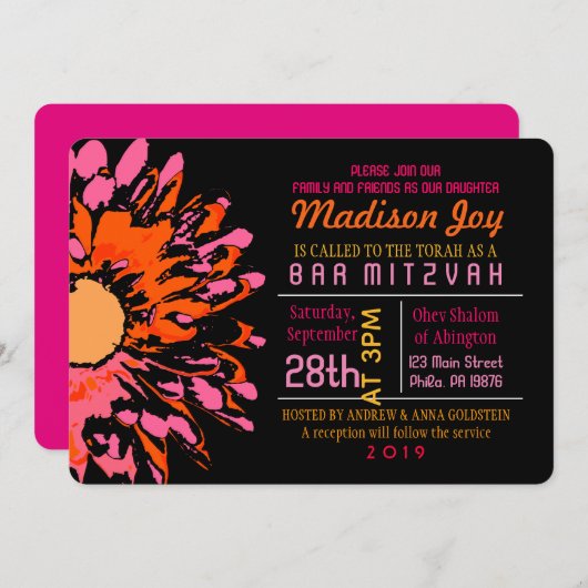 ZO  DAG Bat Mitzvah Uitnodiging (Voorkant / Achterkant)