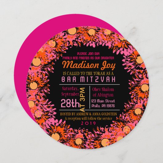 ZO  DAG Bat Mitzvah Uitnodiging (Voorkant / Achterkant)