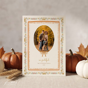 Zo Dankbaar Thanksgiving Familie Fotokaart Feestdagenkaart