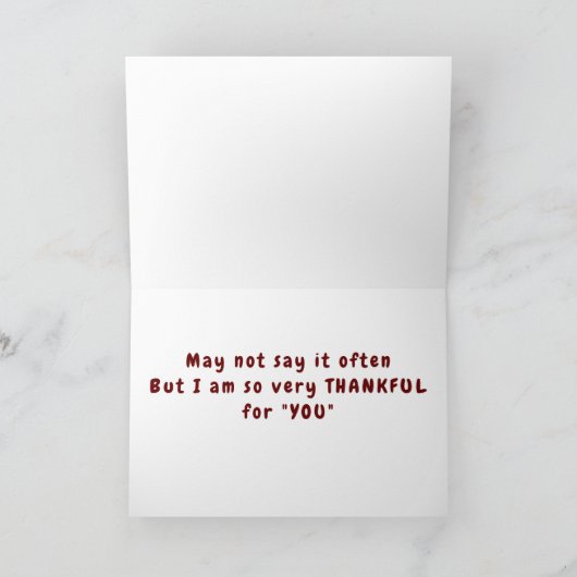 ***ZO DANKFUEEL VOOR U** THANKSGIVING KAART (Binnen)