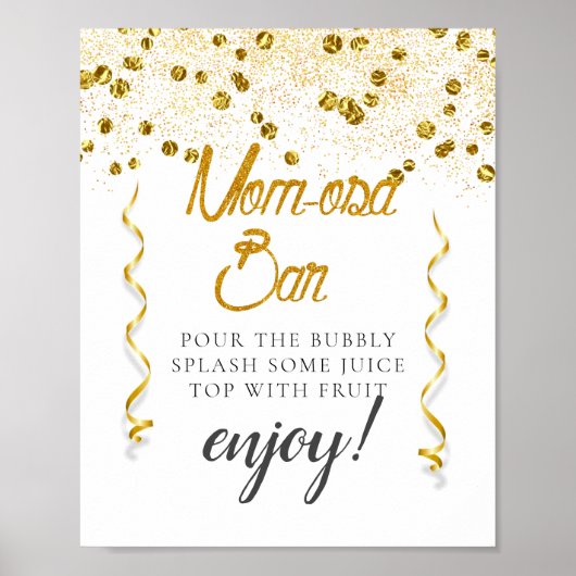 Zo Elegant Baby shower Mimosa Bar Sign Poster (Voorkant)