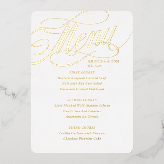 Zó Fantasievol Menu Echt Folie Uitnodiging (Voorkant)