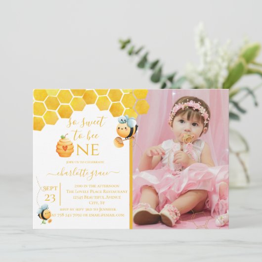 Zo fijn om één bijenfoto te zijn, uitnodiging op z (Staand voorkant)