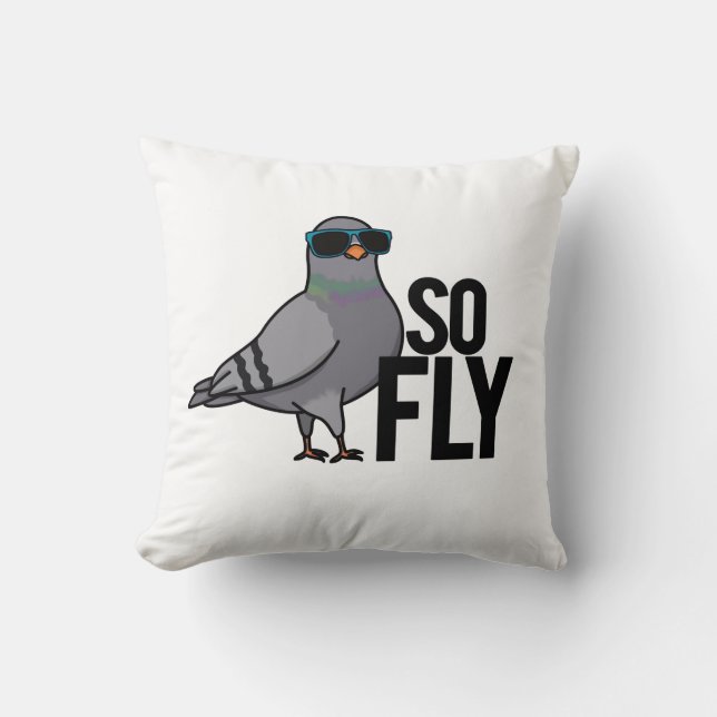 Zo Fly Funny Cool Pigeon Pun Kussen (Voorkant)