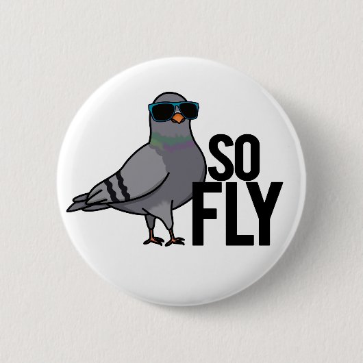 Zo Fly Funny Cool Pigeon Pun Ronde Button 5,7 Cm (Voorkant)