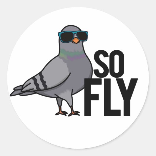 Zo Fly Funny Cool Pigeon Pun Ronde Sticker (Voorkant)