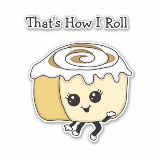 Zo ga ik door, Food Pun Cinnamon Roll Sticker (Voorkant)