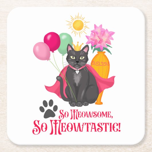 Zo geinig, zo meowtastisch! kartonnen onderzetters (Voorkant)