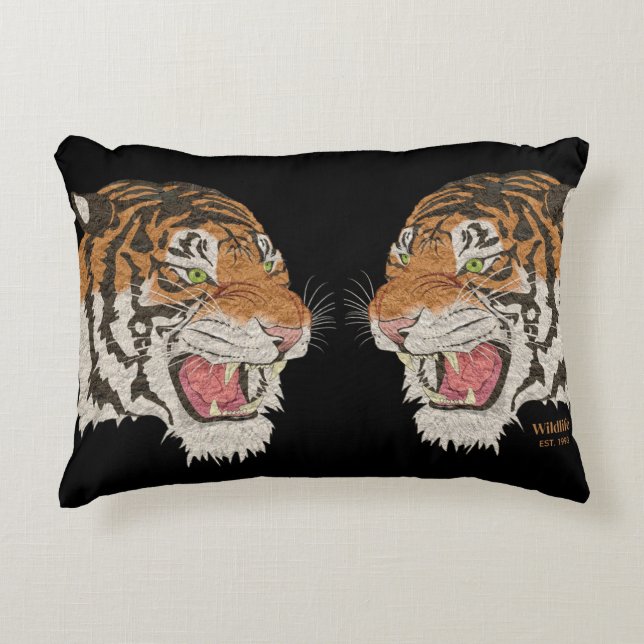 Zo geïrriteerd en bitter Fighter tijgers Zwart Accent Kussen (Voorkant)