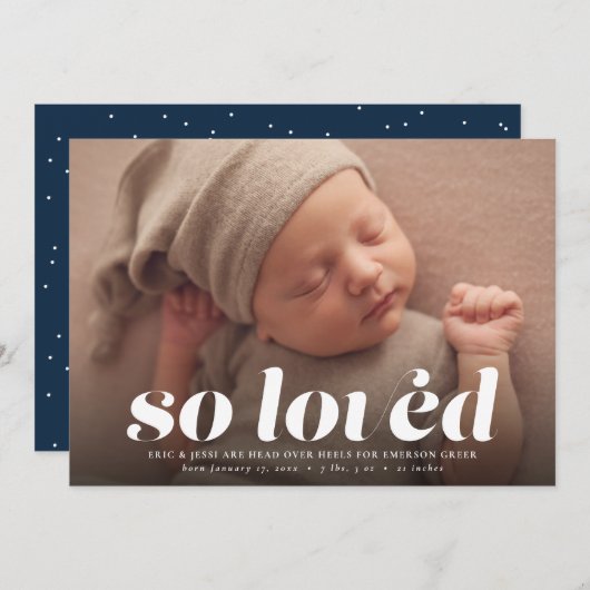 Zo geliefd als Valentijnsdag fotomarinegeboorte Aankondiging (Voorkant / Achterkant)