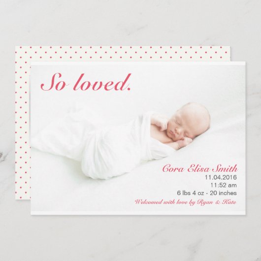 Zo Geliefd Geboorteaankondiging Aankondiging (Voorkant / Achterkant)