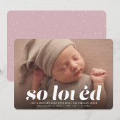 Zo geliefd Valentijnsdag foto roze geboorte Aankondiging (Voorkant / Achterkant)